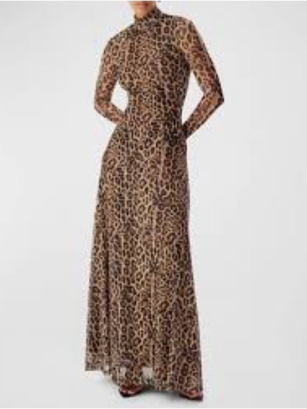 Ronny Kobo Leopard Print Long Sleeve Maxi Dress Size XL